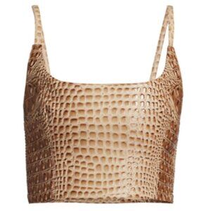 Mia Vesper Croc-Embossed Crop Top